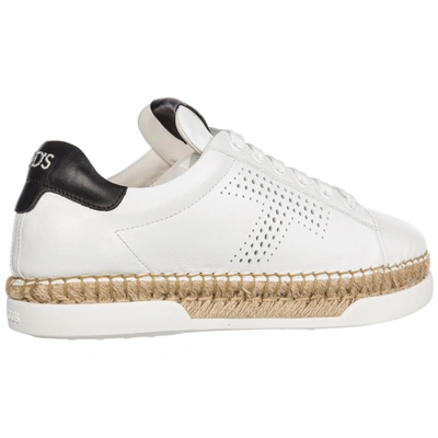 Shop Tod's Women's Shoes Leather Trainers Sneakers In White