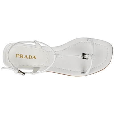 Shop Prada Women's Leather Sandals In White