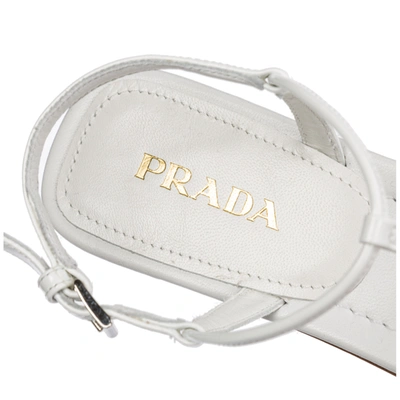 Shop Prada Women's Leather Sandals In White