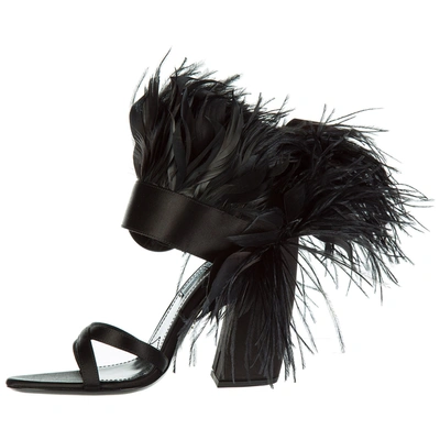 Shop Prada Women's Heel Sandals Piume In Black