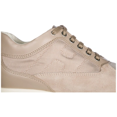 Shop Hogan Women's Shoes Suede Trainers Sneakers  Interactive In Beige