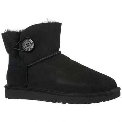Ugg Bailey Button Ii Sheepskin-lined Suede Boots In Black | ModeSens