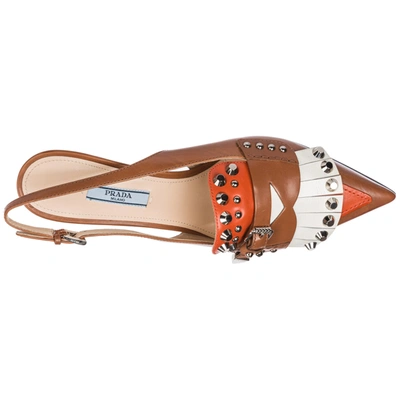 Shop Prada Women's Pumps Court Heel Shoes In Brown
