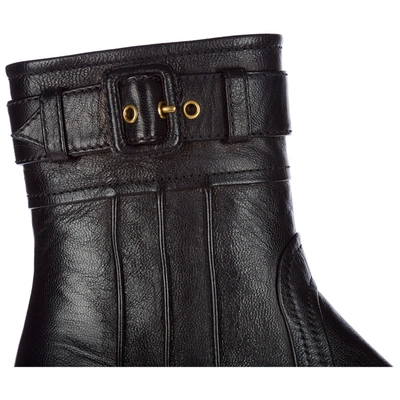 Shop Prada Women's Leather Ankle Boots Booties In Black