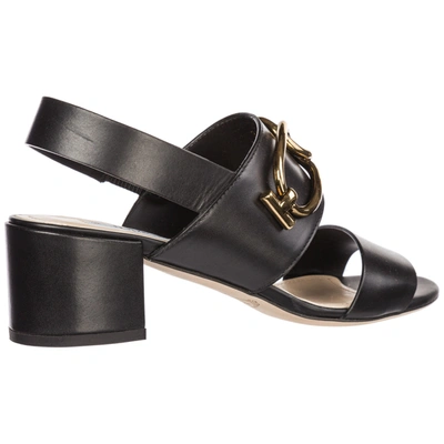 Shop Tod's Women's Leather Heel Sandals In Black