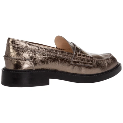 Shop Tod's Women's Leather Loafers Moccasins In Gold