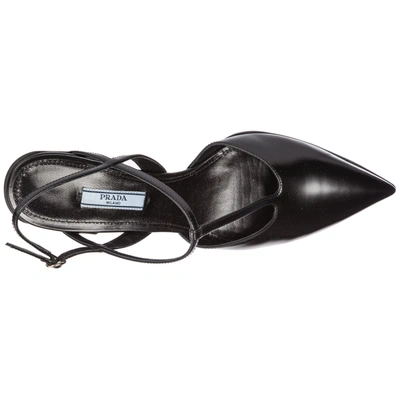 Shop Prada Women's Leather Heel Sandals In Black
