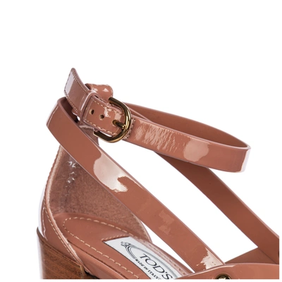 Shop Tod's Women's Leather Heel Sandals In Pink