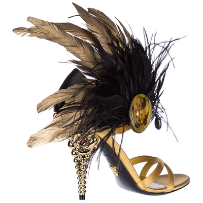 Shop Prada Women's Heel Sandals In Gold