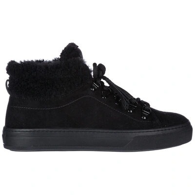 Shop Tod's Women's Shoes High Top Suede Trainers Sneakers In Black
