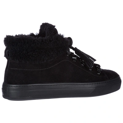 Shop Tod's Women's Shoes High Top Suede Trainers Sneakers In Black