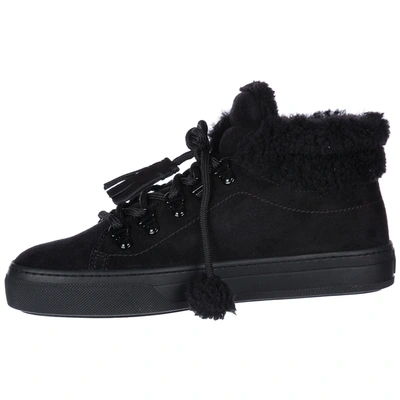 Shop Tod's Women's Shoes High Top Suede Trainers Sneakers In Black