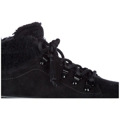 Shop Tod's Women's Shoes High Top Suede Trainers Sneakers In Black