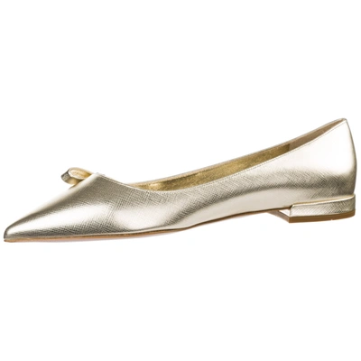 Shop Prada Women's Leather Ballet Flats Ballerinas In Gold