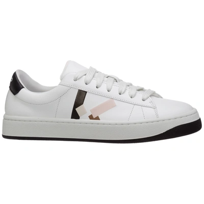 Shop Kenzo Women's Shoes Leather Trainers Sneakers  Kourt K Logo In White