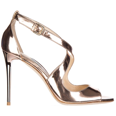 Shop Jimmy Choo Emily 100 Heeled Sandals In Gold