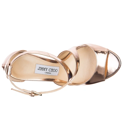 Shop Jimmy Choo Emily 100 Heeled Sandals In Gold