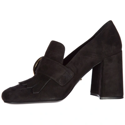 Shop Prada Women's Suede Pumps Court Shoes High Heel In Black