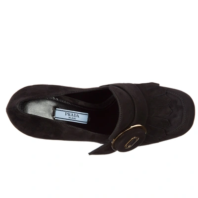 Shop Prada Women's Suede Pumps Court Shoes High Heel In Black