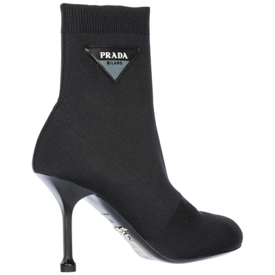Shop Prada Women's Ankle Boots Booties  Knit In Black