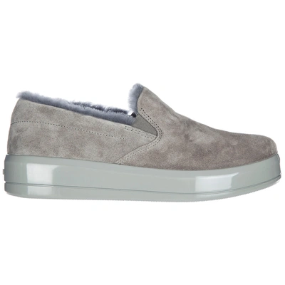 Shop Prada Slip-on Shoes In Grey