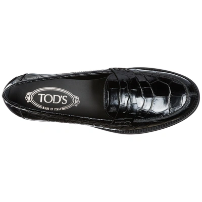 Shop Tod's Women's Leather Loafers Moccasins In Black