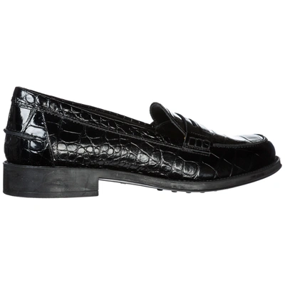 Shop Tod's Women's Leather Loafers Moccasins In Black