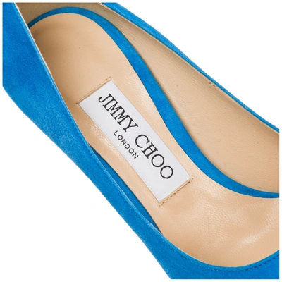 Shop Jimmy Choo Women's Suede Pumps Court Shoes High Heel Love 100 In Blue