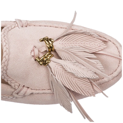 Shop Tod's Women's Suede Loafers Moccasins Gommini In Pink