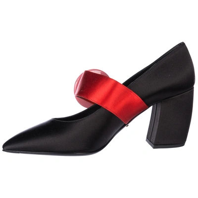 Shop Prada Women's Open Toe Pumps Court Shoes Heel In Black