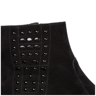 Shop Tod's Women's Suede Heel'ankle Boots Booties In Black