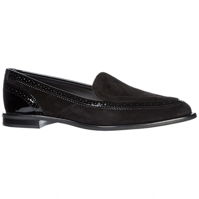 Shop Tod's Women's Suede Loafers Moccasins In Black