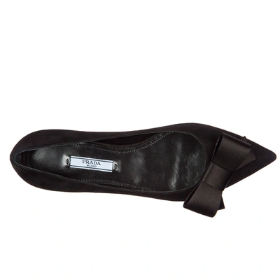 Shop Prada Women's Suede Ballet Flats Ballerinas In Black