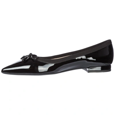 Shop Prada Women's Leather Ballet Flats Ballerinas In Black