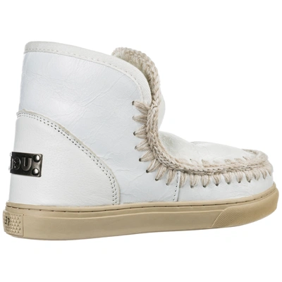 Shop Mou Women's Leather Ankle Boots Booties Mini Eskimo Sneaker In White