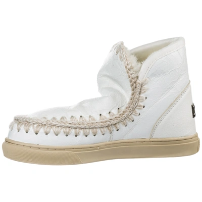 Shop Mou Women's Leather Ankle Boots Booties Mini Eskimo Sneaker In White