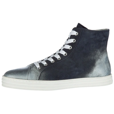 Shop Hogan Rebel Women's Shoes High Top Suede Trainers Sneakers R141 In Blue