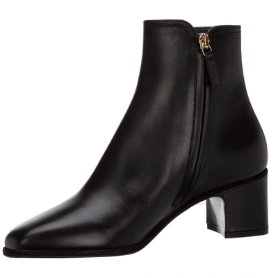 Shop Ferragamo Women's Leather Heel'ankle Boots Booties Cassaro In Black