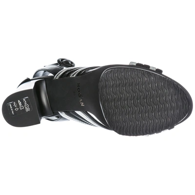 Shop Hogan Women's Leather Heel Sandals  H353 In Black