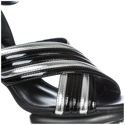 Shop Hogan Women's Leather Heel Sandals  H353 In Black