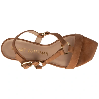 Shop Stuart Weitzman Women's Leather Heel Sandals Lolita In Brown