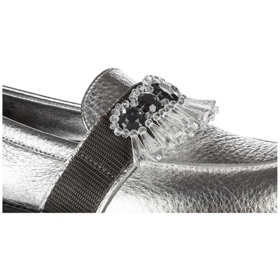 Shop Hogan Women's Leather Loafers Moccasins  H259 In Silver