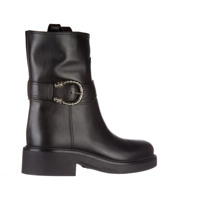 Shop Gucci Women's Leather Ankle Boots Booties Lifford In Black