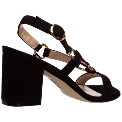 Shop Stuart Weitzman Women's Leather Heel Sandals Lolita In Black
