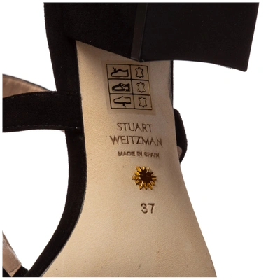 Shop Stuart Weitzman Women's Leather Heel Sandals Lolita In Black