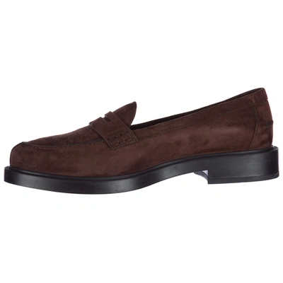 Shop Tod's Women's Suede Loafers Moccasins In Brown