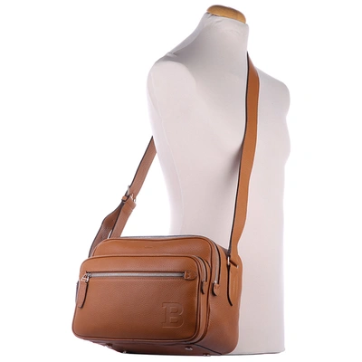 Shop Bally Men's Leather Cross-body Messenger Shoulder Bag Pulitzer In Brown