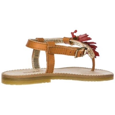 Shop Dsquared2 Girls Sandals Child Leather In Beige