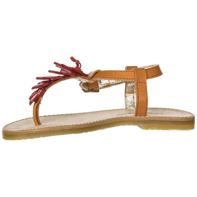 Shop Dsquared2 Girls Sandals Child Leather In Beige