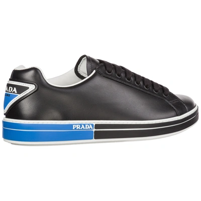 Shop Prada Men's Shoes Leather Trainers Sneakers In Black